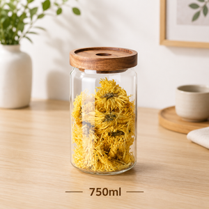 Frasco de Vidrio Tapa de Madera Hermética