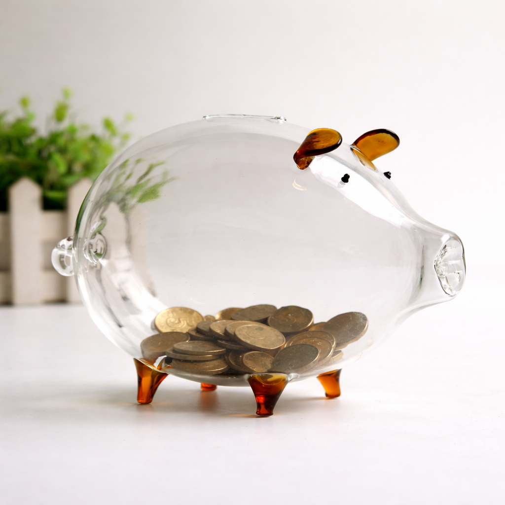 Alcancia de Vidrio de Cerdito