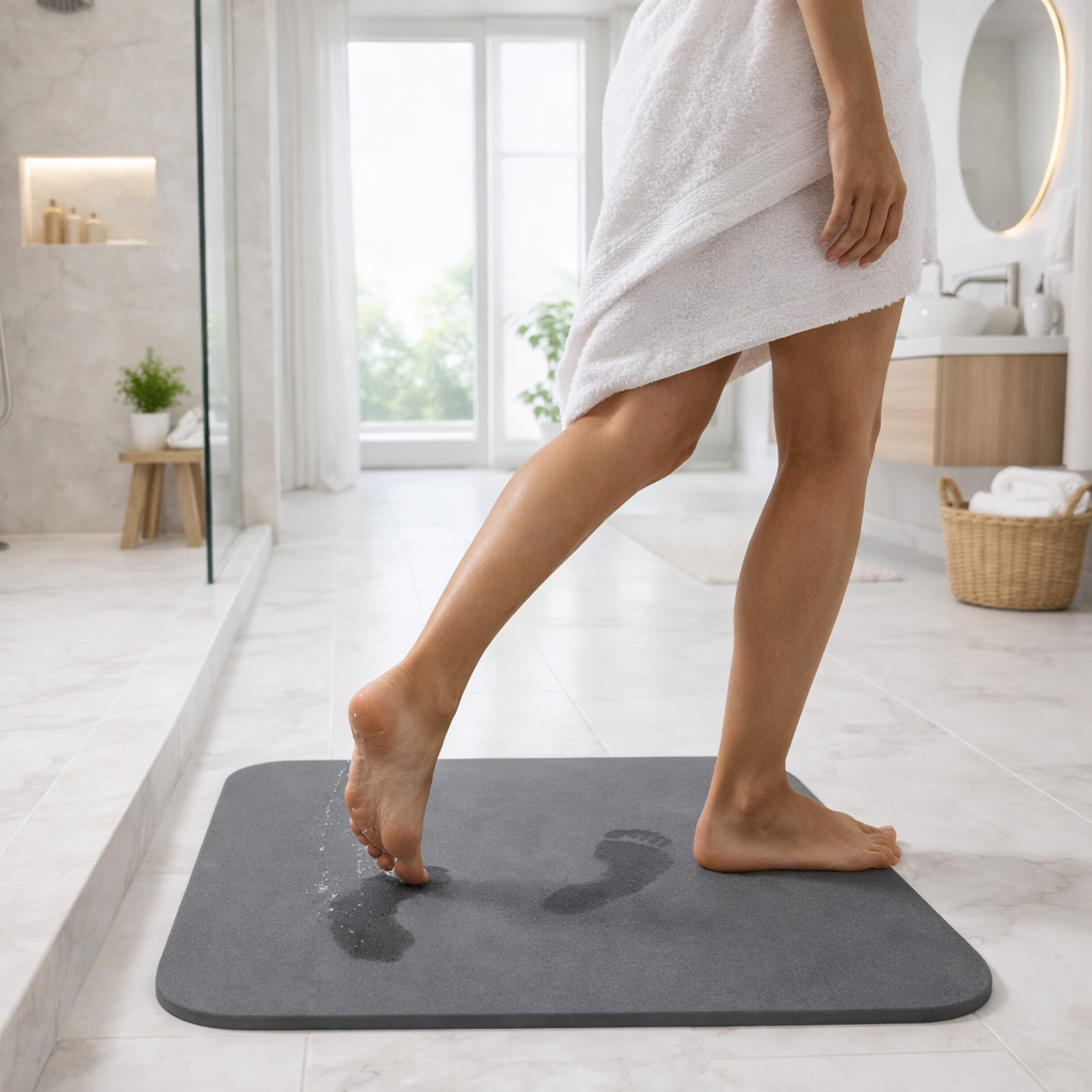 Alfombra de piedra diatomita para baño