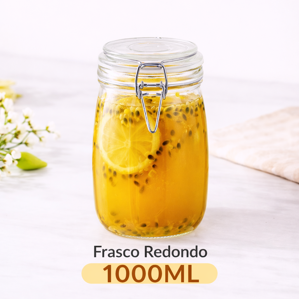 Frasco Hermético de Vidrio Transparente